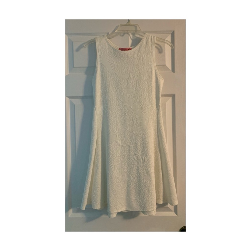 White Sleeveless Textured Dress